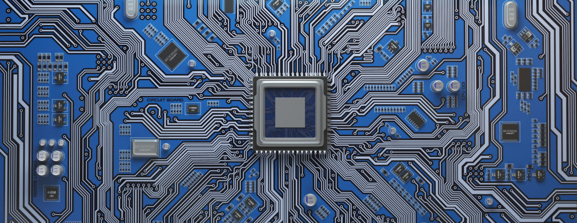 Computer Motherboard Viewed From The Top